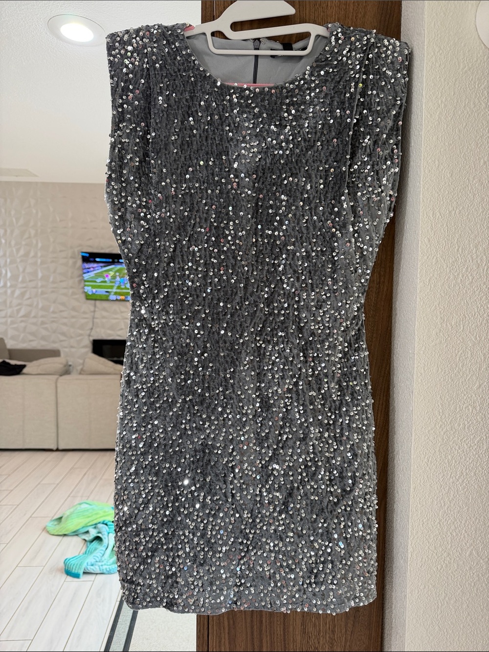 NWT Steve Madden Size M Silver Sequin Mini Dress